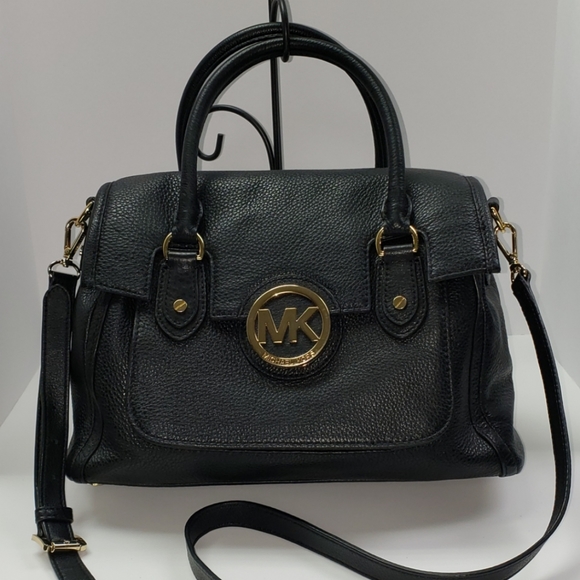 Michael Kors Handbags - Michael Kors Large Black Pebbled Leather Margo Satchel Bag